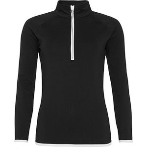 Damessportshirt 'Cool 1/2 Zip Sweat' Solid Black/White - M
