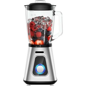Slow Juicer - Juicer - Fruit- en groentesapcentrifuge - Sapcentrifuge - Heavy Duty - Commerciële kwaliteit - Mixer - Juicer - Fruitkeukenmachine - IJssmoothies - Smoothieblender - Glazen pot - 1300W - 1.5L - Lichtgrijs