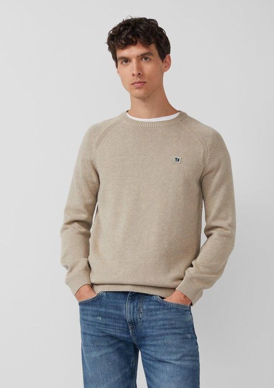 s.Oliver - Gebreide Trui - Katoen - Ronde Hals - Raglanmouwen