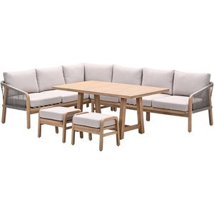 Santos lounge-diningset - 5-dlg.-links -acaciahout met white wash-sand