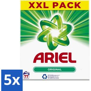 5 x Ariel Original XXL - Waspoeder - Witte en Lichtgekleurde Was - 77 Wasbeurten - Waspoeder - Wasmiddel - Vlekverwijdering - Frisse Geur - Witte Was