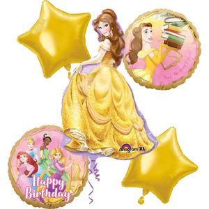 Disney Princess – Belle en het Beest - Ballon set Happy Birthday – 5-Delig – Helium ballon – Folieballon - Verjaardag.