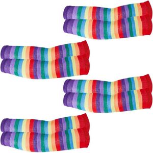 4 Paar Regenboog Streep Arm Mouwen Katoen Stretchy Compressie Mouw - Zon Sport Bescherming - Cover Warmer - Kleurrijke Lange Kostuum Accessoires Voor Tattoo Cover - LGBT Party Running Jurk - Nieuw - Op Voorraad .