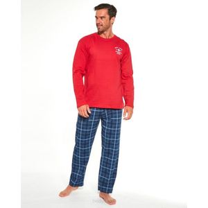 Cornette 'Base Camp heren pyjama lange mouwen- rood/blauw- katoen XXL
