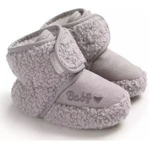 Zachte en warme sloffen - pantoffels voor baby van Baby-Slofje - Lichtgrijs - maat 6-12 maanden