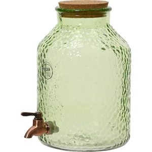 Decoris Drankdispenser/limonadetap met kraantje - glas - 8,5L - lichtgroen
