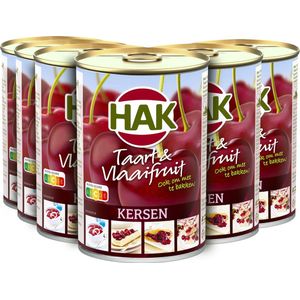 HAK Taart- & Vlaaifruit Kersen - Tray 6x430 gram - Voor koken en bakken - Handig voor Monchoutaart - Lekker bij Toetjes - Vegan