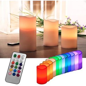 2x Set van 3 LED kaarsen/stompkaarsen color changing met afstandsbediening - LED kaarsen op batterijen