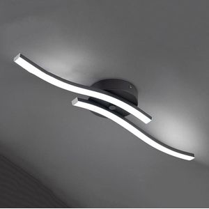 Goeco plafondlamp - 52cm - Groot - LED - 12W - 1300LM - 6500K - koel wit licht - acryl - zwart - voor slaapkamer, woonkamer, keuken