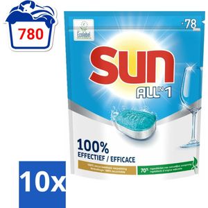 Sun All-in-1 - Eco Label - Vaatwastabletten - 78 Tabletten - Bulkverpakking - 10 stuks