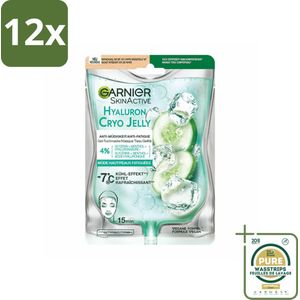 Garnier - SkinActive - Cryo Jelly Gezichtsmasker - Anti-Vermoeidheid - Hyaluronzuur - 1 Gezichtsmasker - Voordeelverpakking - 12 stuks - Hyaluronzuur - Gezichtsmasker