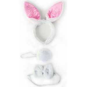 KIMU Konijnenoren Playboy Bunny Set Wit - Konijn Haarband Pasen Festival