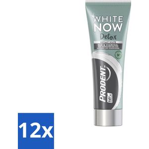 Prodent - White Now - Tandpasta - Natuurlijke Ingrediënten - Klei En Houtskool - 75 ml - Voordeelverpakking - 12 stuks
