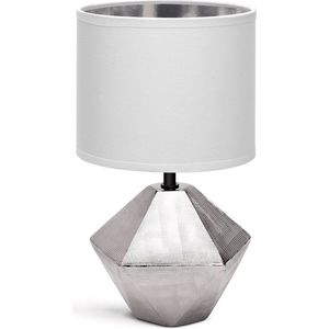 LED Tafellamp - Tafelverlichting - Aigi Uynimo - E14 Fitting - Rond - Mat Wit/Zilver - Keramiek