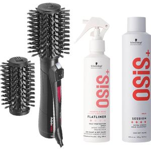 Babyliss PRO Roterende Warme Luchtborstel + Schwarzkopf OSiS+ Flatliner 200ml + OSiS+ Session Hairspray 500ml