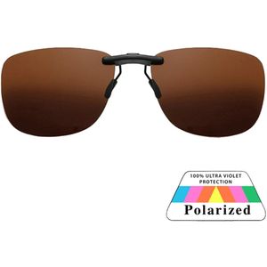 Fako Sunglasses® - Clip On Voorzet Zonnebril - Overzet Clip-on - Polariserend - Polarized - Large - 130x43mm - Bruin