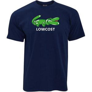 T-shirt navy – lowcost ballon –parodie logo van Lacoste / maat S