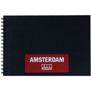 Schetsboek - Tekenboek - Met ringband - Zwarte Kaft - Wit Papier - A4 - 250 grams  - Amsterdam