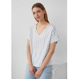 s.Oliver - T-Shirt - V-hals - Jersey stofmix met linnen