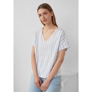 s.Oliver - T-Shirt - V-hals - Jersey stofmix met linnen