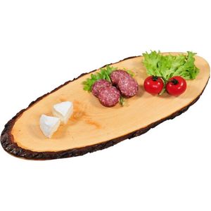 Houten hapjesplank met schors, 40-49x17cm / 1.5cm dik, Kesper 61201