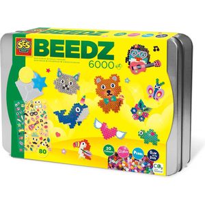 SES Beedz - Strijkkralen - Luxe sorteer box - 6000 strijkkralen - met stickervel - in handige sorteerbox met vakjes - PVC vrij