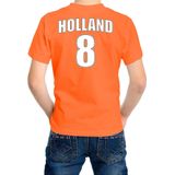 Oranje supporter t-shirt - rugnummer 8 - Holland / Nederland fan shirt / kleding voor kinderen 146/152