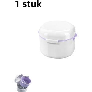 1 stuk - opbergdoos voor beugelreiniging - weekcontainer - baddoos voor kunstgebitten - dubbellaags reinigingsfilter - multifunctionele draagbare opbergdoos - parelwit