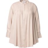 MIAMODA - Dames - Blouse sierplooien bij de schouders lange mouwen. - Natuur - Maat 42