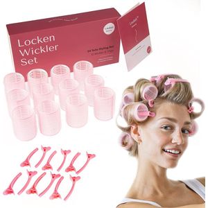 Haarrollers set (44 mm): 12 grote krulspelden, 12 clips, handleiding (mogelijk niet beschikbaar in het Nederlands), doos (haarrollers met clips)