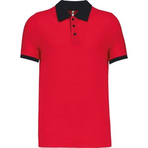 Piqué-herenpolo tweekleurig Kariban Rood/Zwart - 3XL