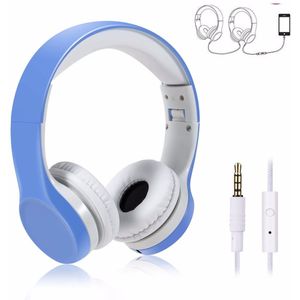 Koptelefoon kinderen met draad en microfoon Intens Blauw - Geschikt voor jou kind met kabel max 85 db - Koptelefoons in meerdere kleuren verkrijgbaar - Hoofdtelefoon met verstelbare beugel