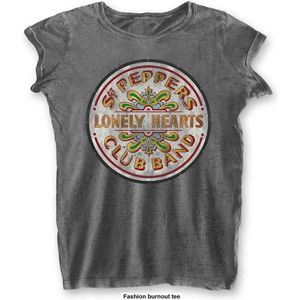 THE BEATLES - T-Shirt BurnOut Col - Sgt Pepper Drum - Woman (XS)