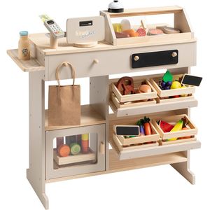 Howa - Speelgoedwinkel - Natuur/beige - Houten - Inclusief 40-delige Accessoireset