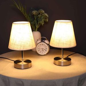 Dimbare bedlampjes, set van 2 tafellampen, touch dimbare tafellamp modern retro met E14 warm wit voor woonkamer slaapkamer tafel met EU-stekker [Energieklasse F]