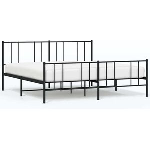 vidaXL - Bedframe - met - hoofd- - en - voeteneinde - metaal - zwart - 193x203 - cm