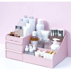 Make-Up Organizer - Kleur: Roze - Luxe Organizer - MakeUp Opbergdoos - Make-Up Bewaarbak - Bureau / Desk Organizer - Sieradendoos - Cosmetica Opberger - Make-Up Doos - Make-Up Organizer - Hoge Kwaliteit - Luxe Organizer voor Make-up & Sieraden
