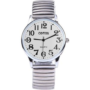 Fako® - Horloge - Rekband - Comby Classic - Ø 36mm - Wit