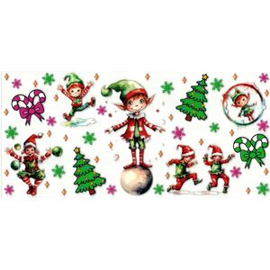 UV DTF cup sticker - stickers - beker - cup - koffie - thee - drinkbeker - sticker - uv sticker - hobby - stikker - zelfklevende sticker - leuk voor op drinkbeker - elfjes met kerstboom - te beplakken op alle objecten - sneeuw - kerst