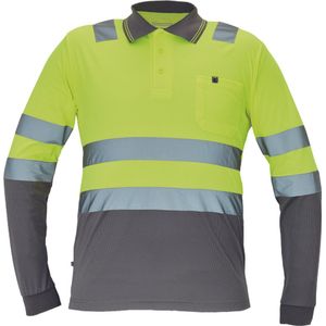 Cerva LEON high-vis poloshirt lan.mouwen 03220005 - HV Geel/Grijs - L
