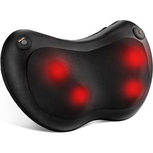 Shiatsu Massagekussen voor Nek en Rug met Warmte - Elektrisch Massageapparaat met 4 Massageknopen en 2 Snelheden