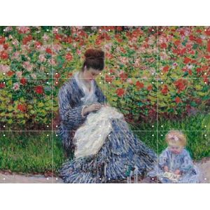 IXXI Camille Monet and a Child in the Artist's Garden in Argenteuil, Claude Monet & Museum of Fine Arts Boston - 80 x 60 cm - Gratis ophangtool -