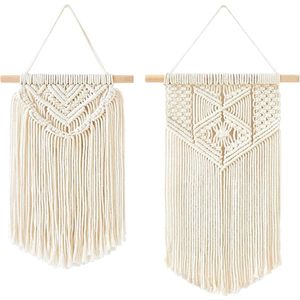 Macramé, kleine, hangende muurdecoratie, boho chic, Boheems knoopwerk voor thuis, slaapkamer, woonkamer, galerij