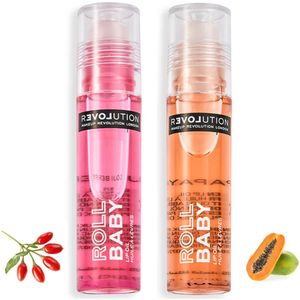Relove By Revolution Roll Baby Lip Oil - Papaya en Goji Berry Smaak - Lipolie Roller - Geschikt voor over Lipstick - Hydraterende Lip Oil - Verzorgende en Zachte Lippen - Vegan Lipoil - 2 x 5 ml