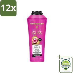 Gliss-Kur - Shampoo - Supreme Length - Versterkt & Verzorgt Lang Haar - 400 ml - Voordeelverpakking - 12 stuks - Glans shampoo - Lang haar shampoo