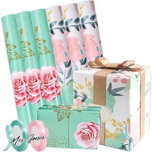 Mrs. Jones 6 stuks bloemencadeaupapier - bedrukt cadeaupapier - cadeauverpakking accessoires met lint .