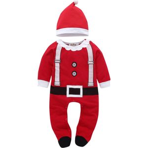 Baby Kerstpakje – Romper | Onesie | Outfit – Kerstman Verkleedpak met Mutsje – Zachte Baby Kerstkleding – Maat 70 – 9 tot 12 Maanden