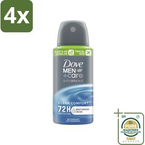 Dove Men+Care Deodorant - Clean Comfort - 75 ml - Voordeelverpakking - 4 stuks - Mannen deodorant - Dove Men+Care