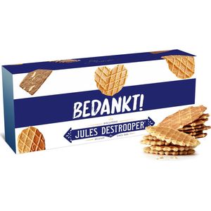 Jules Destrooper Natuurboterwafels & Parijse Wafels met opschrift ""Bedankt / merci!"" - Belgische koekjes - 100g x 2