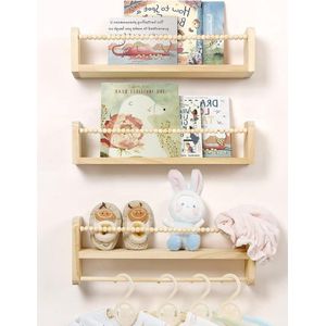 Houten kinderkamer wandrek boekenplank set van 3 met sterren - decoratief en praktisch Boekenplank